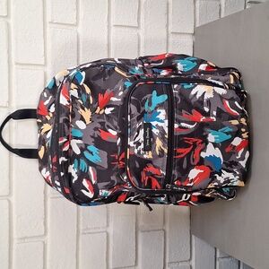 Vera Bradley Black Spacious Backpack with Multicolor Brushstroke Print.